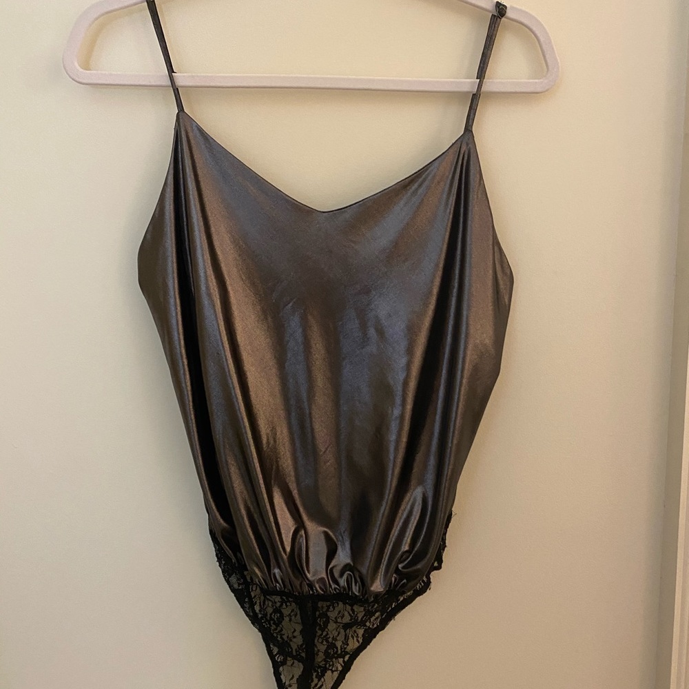 shiny free people bodysuit